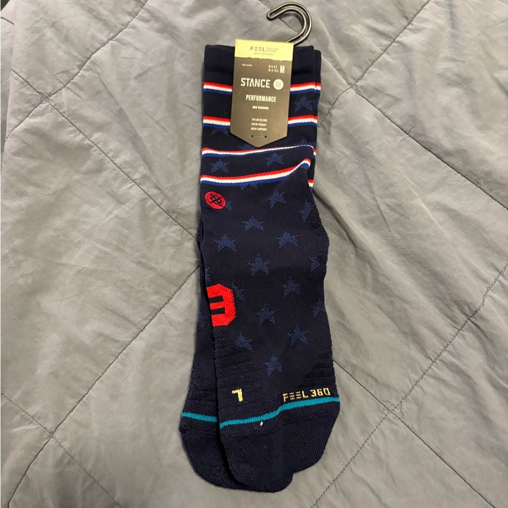 Stance Navy and Red Athletic Socks